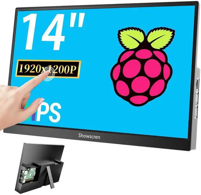Main image of Update 14inch Monitor for Raspberry Pi 5/4B/3B+/3B Screen, IPS Display FHD 1920X1200, Built-in Speaker, HDMI USB-C Portable Monitor Touchscreen for Laptop Computer Switch Xbox PS3/4/5