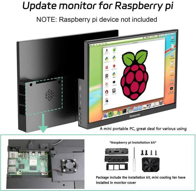 Alt view image 2 of 5 - Update 14inch Monitor for Raspberry Pi 5/4B/3B+/3B Screen, IPS Display FHD 1920X1200, Built-in Speaker, HDMI USB-C Portable Monitor Touchscreen for Laptop Computer Switch Xbox PS3/4/5
