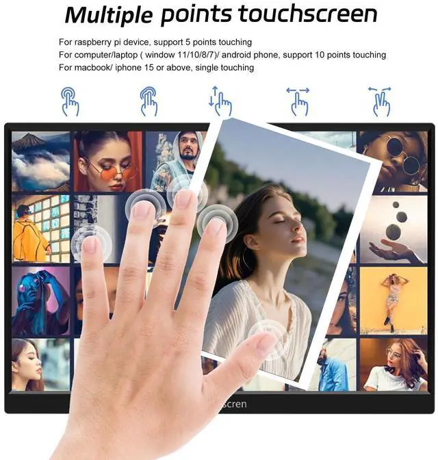 Alt view image 4 of 5 - Update 14inch Monitor for Raspberry Pi 5/4B/3B+/3B Screen, IPS Display FHD 1920X1200, Built-in Speaker, HDMI USB-C Portable Monitor Touchscreen for Laptop Computer Switch Xbox PS3/4/5