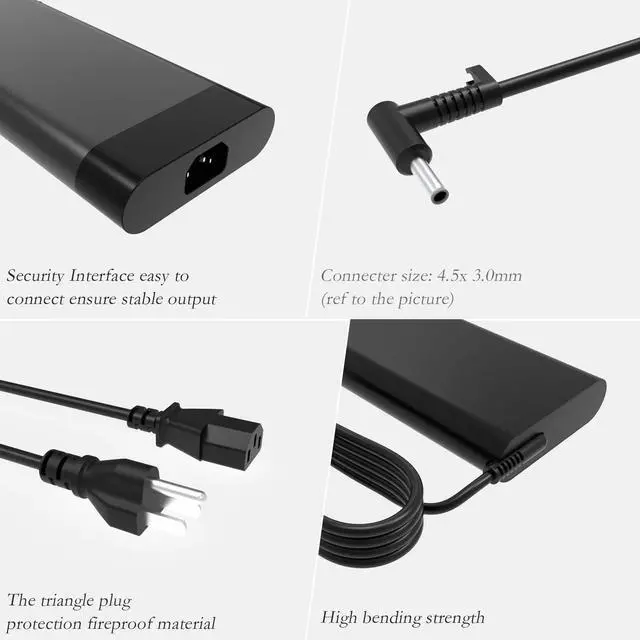 Alt view image 3 of 5 - Slim 330W AC Adapter for HP Omen 17 17-ck1021nr 17-ck1111nr 17t-ck2000 16-n0797nr M34531-003 M34603-001 Laptop Power Adapter