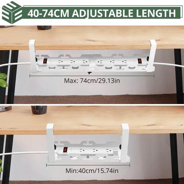 Alt view image 4 of 5 - EYPINS Under Desk Cable Management Tray - No Drill 16-29inch Retractable Underdesk Cable Rack 22PCS, Computer Cord Organizer Under Desk, Sturdy Carbon Steel Wire Storage Tray for Home Office, White