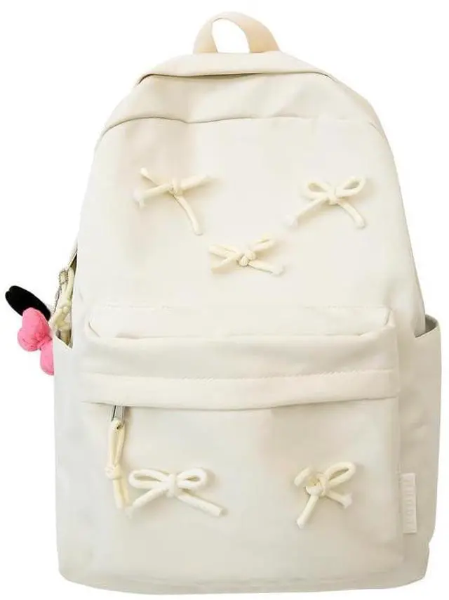 Main image of KAOBIO 2025 Trendy Cute Bowknot Backpack for Women Laptop Daypack Y2k Preppy Aesthetic Backpack Kawaii Coquette Backpack (White)