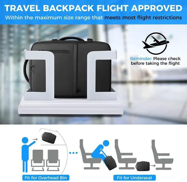 Alt view image 2 of 5 - JUNYRRYO Carry on Travel Backpack for Airplanes, 35L Suitcase Backpack Luggage Business Work Weekender Bag, TSA Laptop Backpack Flight Approved, Expandable Black Travel Backpack for Men Women