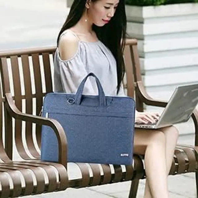 Alt view image 2 of 5 - Voova Laptop Bag 17 17.3 Inch Waterproof Laptop Sleeve Case with Shoulder Straps & Handle, Computer Case Cover Slim Briefcase Compatible with 17-18 Hp Dell Asus Acer, Blue