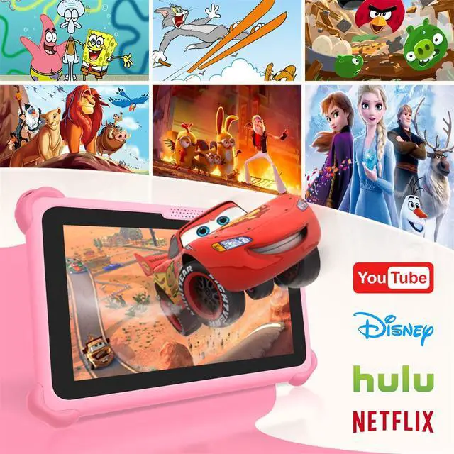 Alt view image 2 of 5 - okulaku Kids Tablet, 7 inch Tablets for Kids 3-12, Toddler Tablet with Stand Case, 32GB Child Learning Computer Tablets with WiFi for Boys Girls, IPS Screen, Parental Control, GMS, YouTube (Pink)