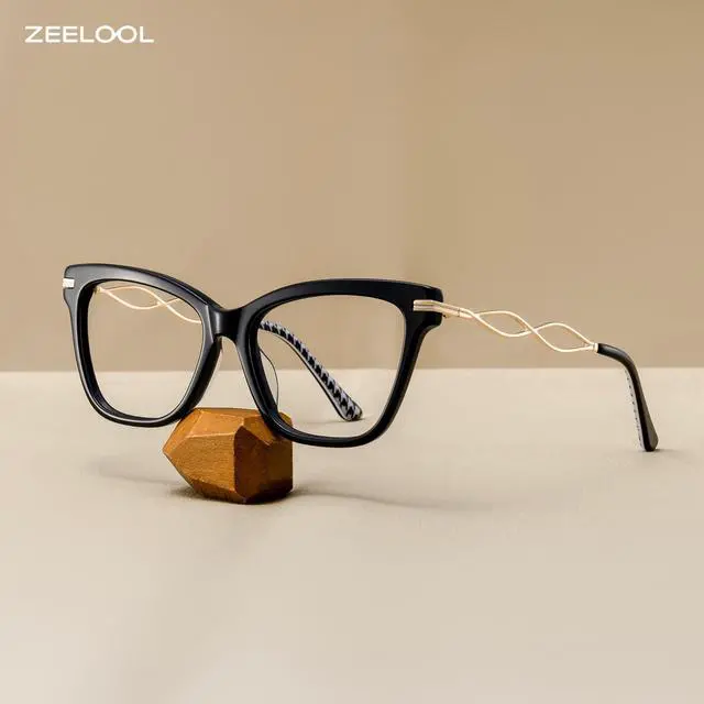 Alt view image 2 of 5 - Zeelool Cat Eye Blue Light Blocking Glasses for Women, Crystal Fashion Glasses Computer Eyeglasses with Anti UV, Eyestrain and Glare Lens Mason ZJGX832457-01B