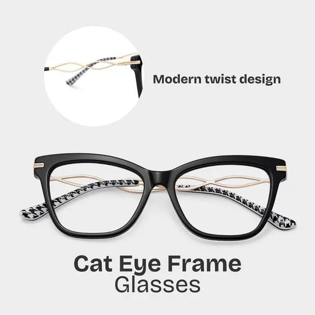 Alt view image 5 of 5 - Zeelool Cat Eye Blue Light Blocking Glasses for Women, Crystal Fashion Glasses Computer Eyeglasses with Anti UV, Eyestrain and Glare Lens Mason ZJGX832457-01B