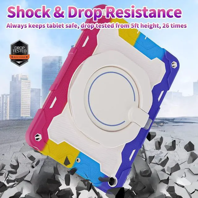 Alt view image 4 of 5 - ROISKIN Girls Case for iPad 10.2 inch iPad 9th/8th/7th Generation 2021/2020/2019 [15ft Drop Protection] 360 Kickstand Shoulder Strap Handle Pencil Holder Full Body Shockproof Case for Kids iPad 10.2