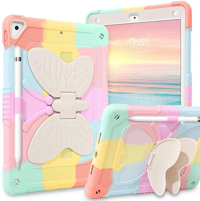 Main image of GUAGUA Compatible for iPad Air 2, iPad 6th/5th Gen, iPad Pro 9.7 Case with Kickstand, 2 in 1 Rugged Shockproof Anti-Scratch Tablet Case with Pen Holder, Colorful