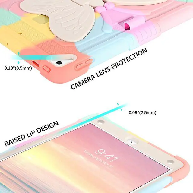 Alt view image 5 of 5 - GUAGUA Compatible for iPad Air 2, iPad 6th/5th Gen, iPad Pro 9.7 Case with Kickstand, 2 in 1 Rugged Shockproof Anti-Scratch Tablet Case with Pen Holder, Colorful