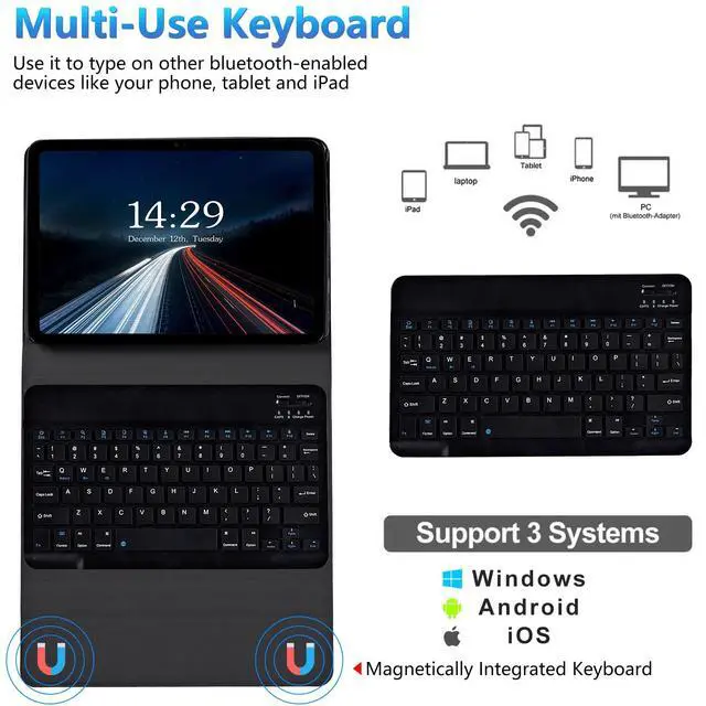 Alt view image 4 of 5 - BREIDMKFM Keyboard Case for Kindle Fire HD 8 & 8 Plus Tablet (12th/10th Gen, 2022/2020 Release) 8", Smart Tablet Cover with Detachable Wireless Bluetooth Keyboard, Dragonfly Peony