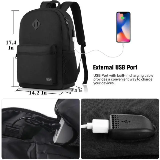 Alt view image 2 of 5 - YAMTION School Backpack 3PCS Sets for Teens Lightweight Bookbag with Lunch Bag Pencil Case for Middle School High School College