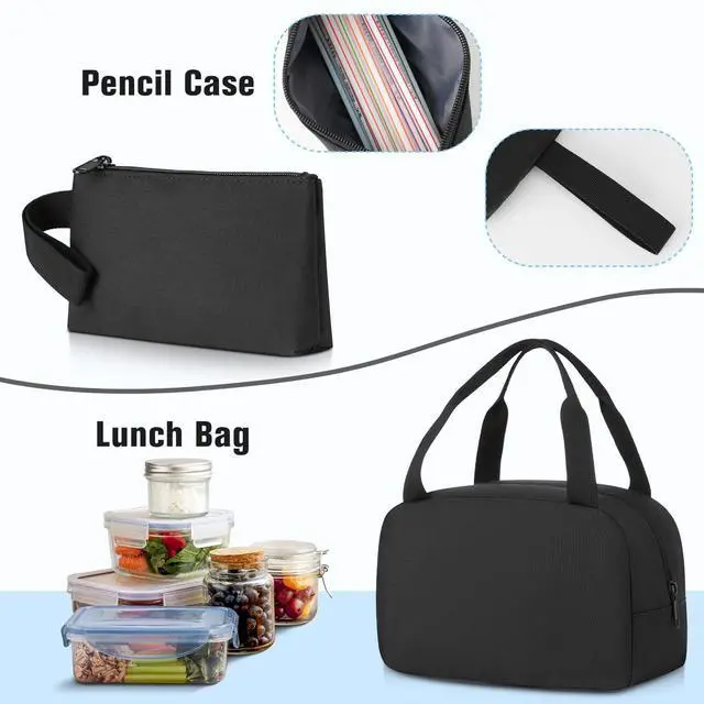 Alt view image 3 of 5 - YAMTION School Backpack 3PCS Sets for Teens Lightweight Bookbag with Lunch Bag Pencil Case for Middle School High School College