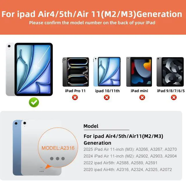 Alt view image 2 of 5 - Case with Keyboard Compatible for iPad Air 11-inch/Air 5th 4th Generation: Wireless Magnetic Stand Rechargeable Keyboard with Pencil Holder for Air 11" M3/M2 (2025/2024), Air 5/Air 4 Grey