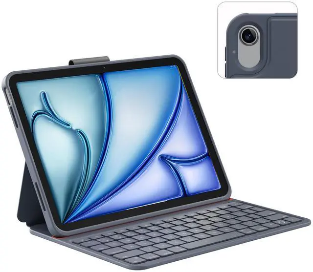 Main image of Case with Keyboard Compatible for iPad Air 11-inch/Air 5th 4th Generation: Wireless Magnetic Stand Rechargeable Keyboard with Pencil Holder for Air 11" M3/M2 (2025/2024), Air 5/Air 4 Grey