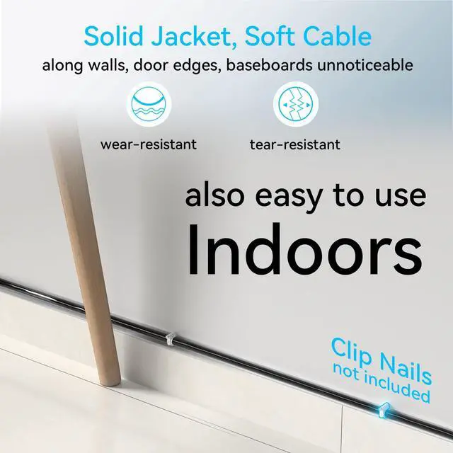 Alt view image 3 of 5 - Cat6a Ethernet Cable Slim 300ft Outdoor&Indoor, 28AWG Pure Copper Cat6 Internet Cable for Waterproof & Direct Burial, Flexible Cat6 Ethernet Cable 10G 550MHZ, Cat 6 Network cable for Indoor Black