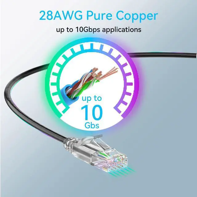 Alt view image 4 of 5 - Cat6a Ethernet Cable Slim 300ft Outdoor&Indoor, 28AWG Pure Copper Cat6 Internet Cable for Waterproof & Direct Burial, Flexible Cat6 Ethernet Cable 10G 550MHZ, Cat 6 Network cable for Indoor Black