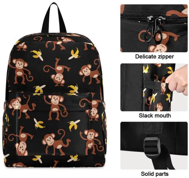 Alt view image 3 of 5 - ZzWwR Cute Monkey Banana Large Portable Laptop Backpack,Durable Travel Bag for Men Women School Bookbag Work Fit 16.5 Inch Notebook