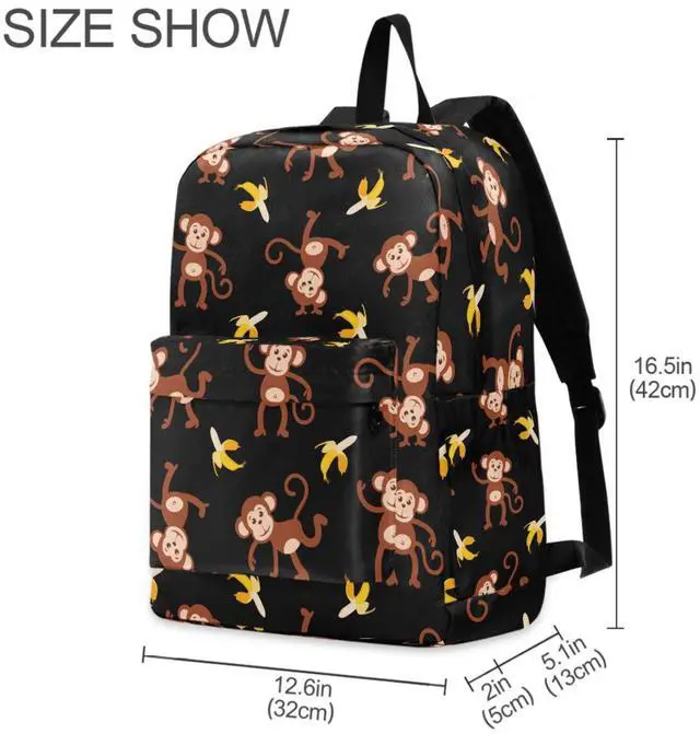 Alt view image 2 of 5 - ZzWwR Cute Monkey Banana Large Portable Laptop Backpack,Durable Travel Bag for Men Women School Bookbag Work Fit 16.5 Inch Notebook