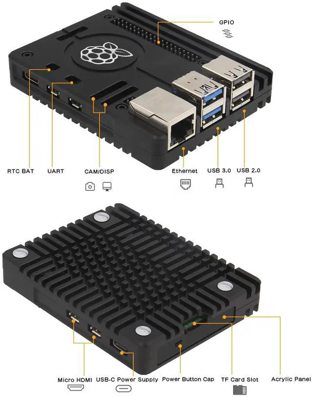 Alt view image 3 of 5 - Geekworm N310 Ultra-Thin CNC Aluminum Alloy Passive Cooling GPIO Heatsink Case for Raspberry Pi 5 2GB/4GB/8GB/16GB Computer