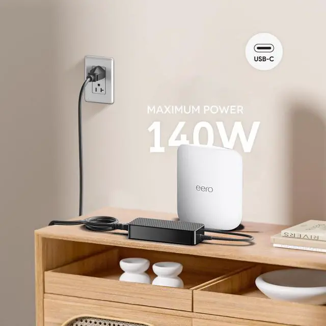 Alt view image 2 of 5 - 140W USB C Charger, Lysrove GaN PD3.1 AC Adapter 28V 5A USB-C Power Supply for HP OmniBook 5 AI PC, MSI Prestige 13 AI+ 14 16, eero PoE Gateway, DJI Mavic 3 Pro Drones, UGREEN/Anker Docking Station