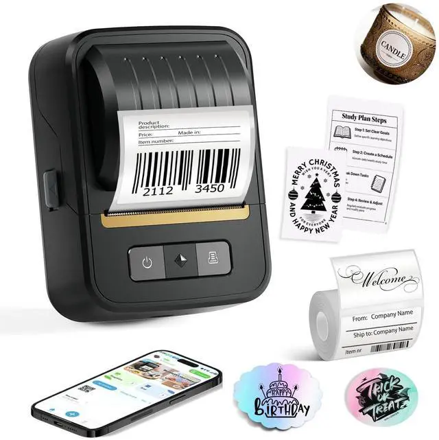 Main image of Label Maker Machine with Tape, 2 Inch Portable Bluetooth Label Makers, N20 Wireless Thermal Label Printer for Small Business, Office, Home, School, Barcode Address Logo Inkless Labeler for Phone