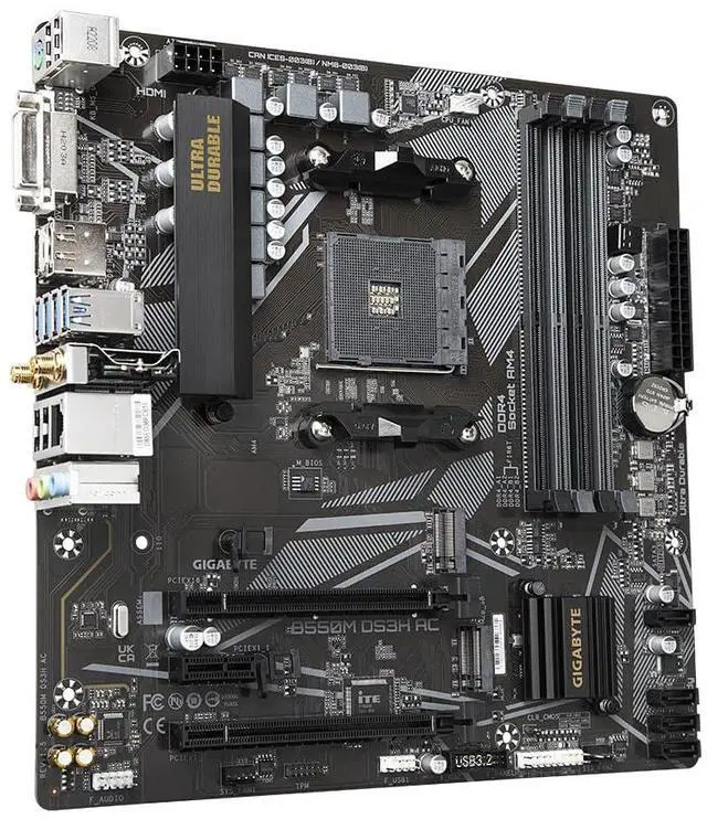 Alt view image 2 of 5 - igabyte B550 Ultra Durable Motherboard with Pure Digital VRM Solution, PCIe 4.0 x16 Slot, Dual PCIe 4.0/3.0 M.2 Connectors, Intel Dual Band