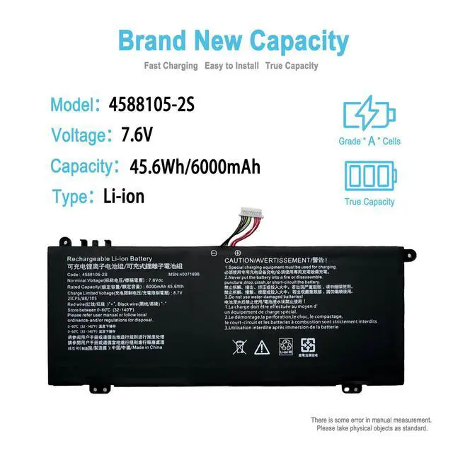 Alt view image 2 of 5 - 45.6Wh 4588105-2S Replacement Laptop Battery for Dynabook Satellite Pro C50D-B-100 C50D-B-11X C50D-B-11Y C50D-B-10B C50D-B-10C C50D-B-10D C50D-B-10E for MEDION Akoya E15403 Series 6000mAh 7.6V