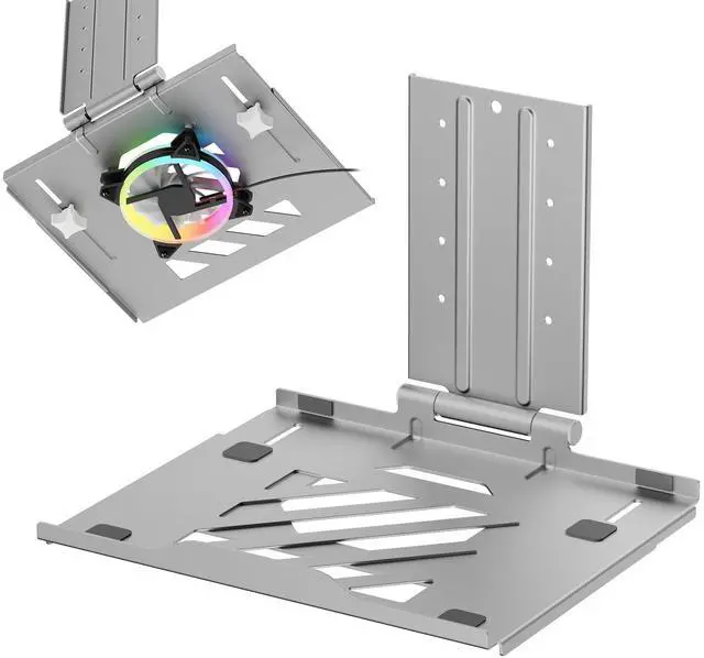 Main image of AVLT Adjustable Laptop Tray with Support for 120mm Fan Compatible with VESA 75x75 Monitor Arm - Fits Up to 17 Inch Laptop - Gray (Fan Not Included)