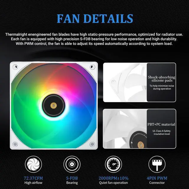 Alt view image 5 of 5 - Thermalright FN 120 ARGB White CPU Water Cooler, CPU Water Cooling System, ARGB Cold Head,Suitable for AMD:AM4/AM5,Intel LGA 1700/1851/1150/1151/1200