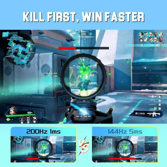 Alt view image 3 of 5 - SANSUI 27 inch WQHD 200Hz 180Hz Gaming Monitor 2560×1440P-AMD FreeSync 1ms DCI-P3 95% Fast IPS Computer Monitor,Height Adjustable Vertical/Horizontal Rotating, 2×DisplayPort/HDMI HDRLow Motion Blur