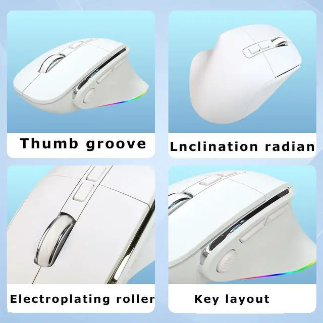 Alt view image 4 of 5 - Ergonomic Mouse Large Middle Hands Dual Mode(Bluetooth+USB)Rechargeable Vertical Carpal Tunnel Bluetooth Wireless Mouse for PC/Laptop/Computer/Desktop/Tablet/ipad/Macbook Air/Pro Office Work Gift