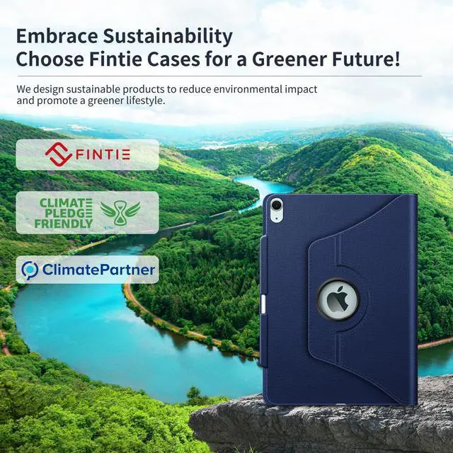 Alt view image 2 of 5 - Fintie Rotating Case for iPad Air 13-inch (M3) 2025, (M2) 2024-360 Degree Swiveling Protective Stand Cover with Pencil Holder, Auto Wake/Sleep, Navy