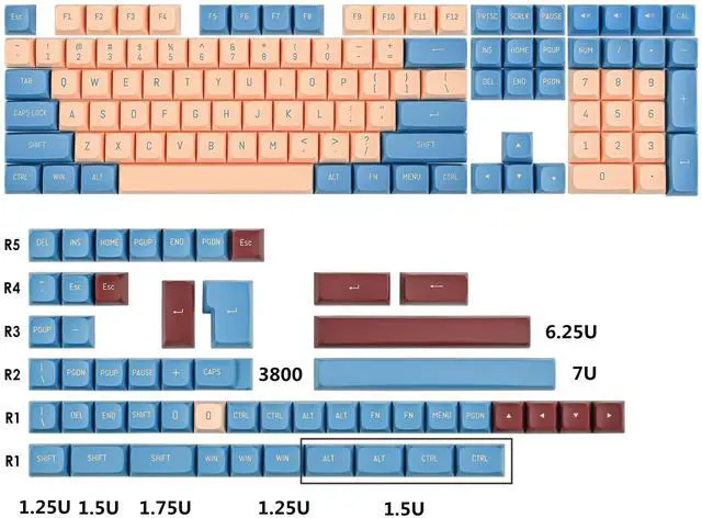 Alt view image 3 of 5 - surmen Custom 160 Keycap Set CSA Profile Doubleshot Ball Shape Caps Cherry-MX Style US/ISO Layouts for 60%, 65%, 75%, TKL Mechanical Keyboards (Gong)