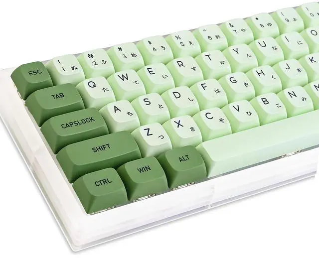 Main image of GTSP XDA Profile Japanese Keycaps 60 Percent PBT 122 Key Green Keycaps Set for Cherry MX Covers Tenkeyless 60% 65% Gaming Keyboard (Matcha)