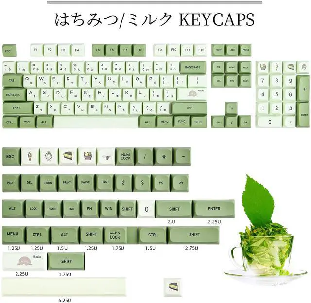 Alt view image 2 of 5 - GTSP XDA Profile Japanese Keycaps 60 Percent PBT 122 Key Green Keycaps Set for Cherry MX Covers Tenkeyless 60% 65% Gaming Keyboard (Matcha)