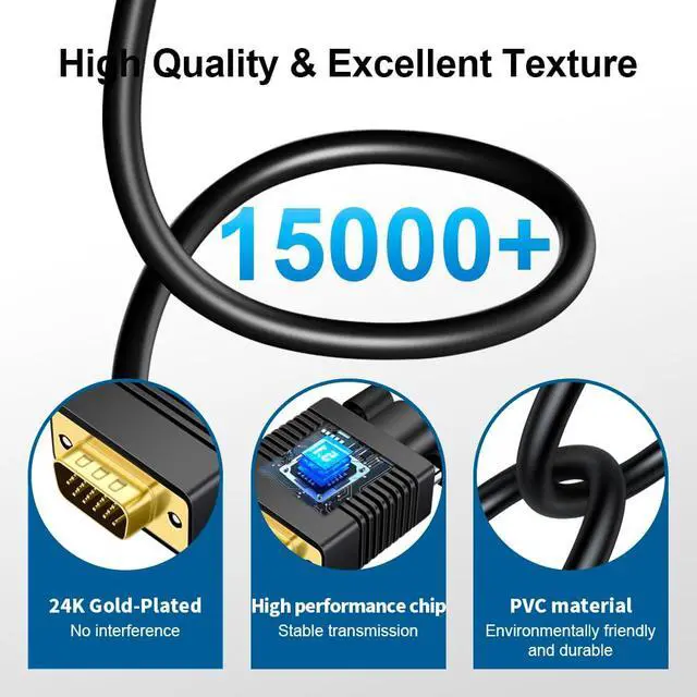 Alt view image 3 of 5 - Kirzi VGA (Sources) to HDMI(Display) Cable 50ft with Audio, VGA to HDMI Adapter Converter Cable Compatible Well Witch Computer/Projector/Laptop to Monitor/TV/Desktop.