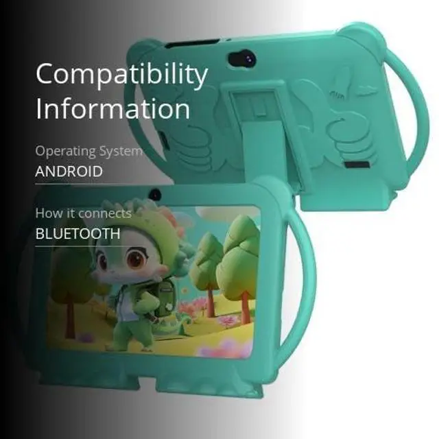 Alt view image 3 of 5 - Kids Tablet 7 inch for Boys Girls Android Tablets for Kids, 4GB RAM 32GB ROM Toddler Tablet, WIFI Bluetooth, Safety Eye IPS Screen, Parental Control, Dual Camera Shockproof Case for Educational Games