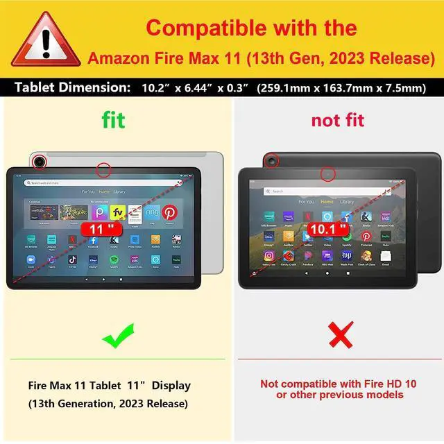 Alt view image 2 of 5 - UUcovers for Amazon Kindle Fire Max 11 Tablet Case 13th Generation (2023 Release) 11" with Stand [Auto Wake/Sleep] Slim Lightweight Folio Trifold Shell Smart Hard Back Cover for Fire Max 11, Black