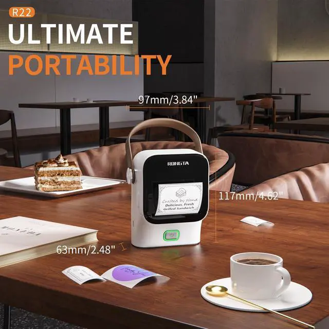 Alt view image 3 of 5 - Rongta Bluetooth Label Maker Machine with Tape,Portable Wireless Labeler Machine,Handheld Sticker Maker for Barcode Labels,Home School Supplies,USB Rechargeable,Compatible with iOS/Android, White