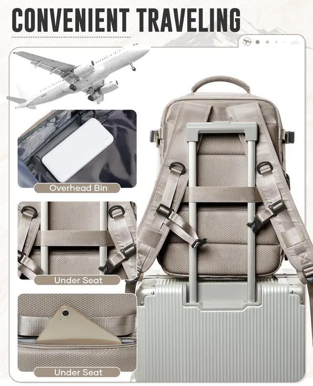 Alt view image 5 of 5 - Vacuum Backpack with Pump for Women Men, Compression Backpack for Travel, Vacpack for School Business Trip, Lightweight Airback Backpacks with Vacuum Seal, Carry On Bag for Airport( Gray Brown Large)