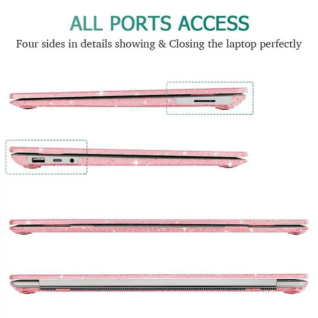 Alt view image 3 of 5 - Lepeoac Case for 13.5" Microsoft Surface Laptop 5/4/3 with Alcantara Palm Rest ONLY 2022 2021 2019 Release Models: 1950/1958/1867, Plastic Hard Shell Case with Keyboard Cover,Sparkly Pink