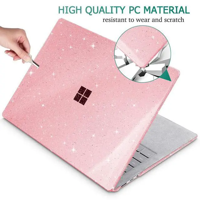 Alt view image 5 of 5 - Lepeoac Case for 13.5" Microsoft Surface Laptop 5/4/3 with Alcantara Palm Rest ONLY 2022 2021 2019 Release Models: 1950/1958/1867, Plastic Hard Shell Case with Keyboard Cover,Sparkly Pink