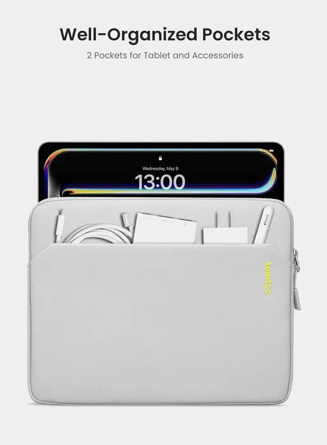 Alt view image 2 of 5 - tomtoc Tablet Sleeve Case for 2025 13 Inch iPad Air M3&M2, iPad Pro M4, 12.9-in iPad Pro M2&M1 6th/5th with Magic Keyboard and Smart Keyboard Folio, 12.4-in Galaxy S10+/S9+ with Accessories Pocket