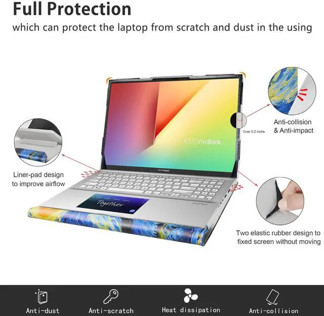 Alt view image 5 of 5 - Alapmk Protective Case for HP Envy x360 15m-eeXXXX 15m-edXXXX 15m-esXXXX 15m-euXXXX & Galaxy Book Ion 15 NP950XCJ/Galaxy Book Flex 15 NP950QCG & Case for Dell Latitude 7520,Starry Night