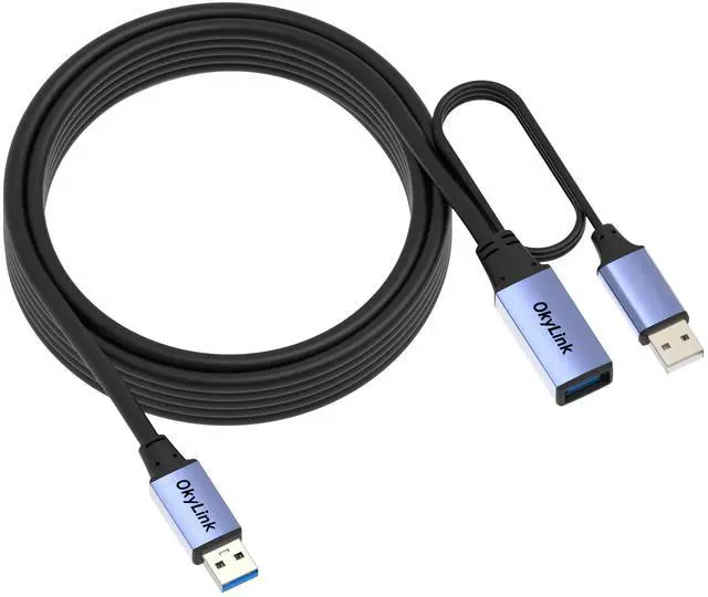 Main image of OkyLink 15ft(5M) Active USB 3.0/3.2 Gen 1 Extension Cable A Male to A Female with Power Cable 5Gbps for CCTV Camera, Printer