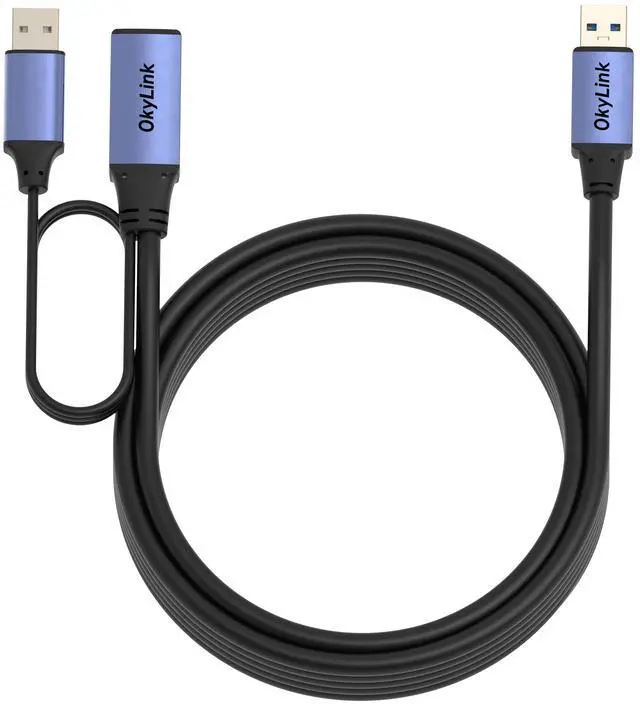 Alt view image 3 of 5 - OkyLink 15ft(5M) Active USB 3.0/3.2 Gen 1 Extension Cable A Male to A Female with Power Cable 5Gbps for CCTV Camera, Printer
