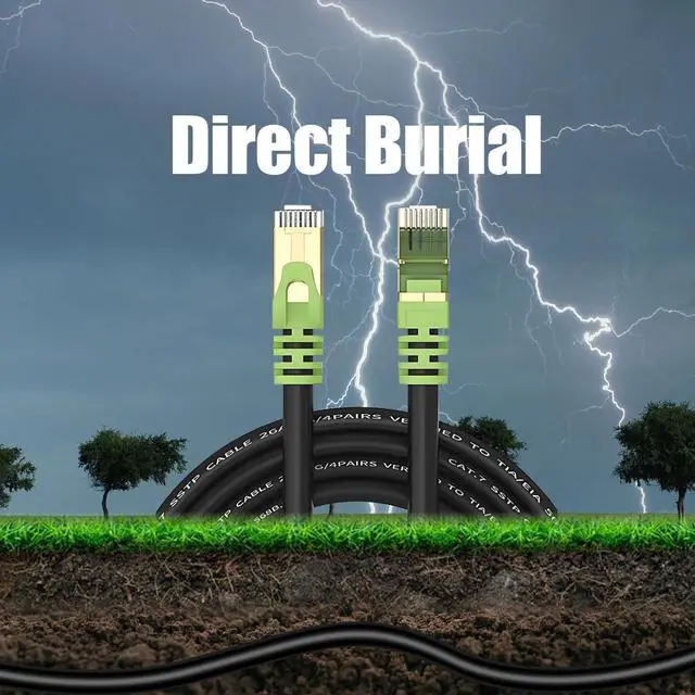 Alt view image 2 of 5 - Outdoor Cat 7 Ethernet Cable 130ft, 26AWG Heavy-Duty Cat7 Networking Cord Patch Cable RJ45 Transmission Speed 10GbpsTransmission Bandwidth 600Mhz LAN Wire Cable SFTP Waterproof Direct Burial (130FT)