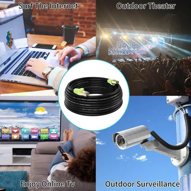 Alt view image 5 of 5 - Outdoor Cat 7 Ethernet Cable 130ft, 26AWG Heavy-Duty Cat7 Networking Cord Patch Cable RJ45 Transmission Speed 10GbpsTransmission Bandwidth 600Mhz LAN Wire Cable SFTP Waterproof Direct Burial (130FT)