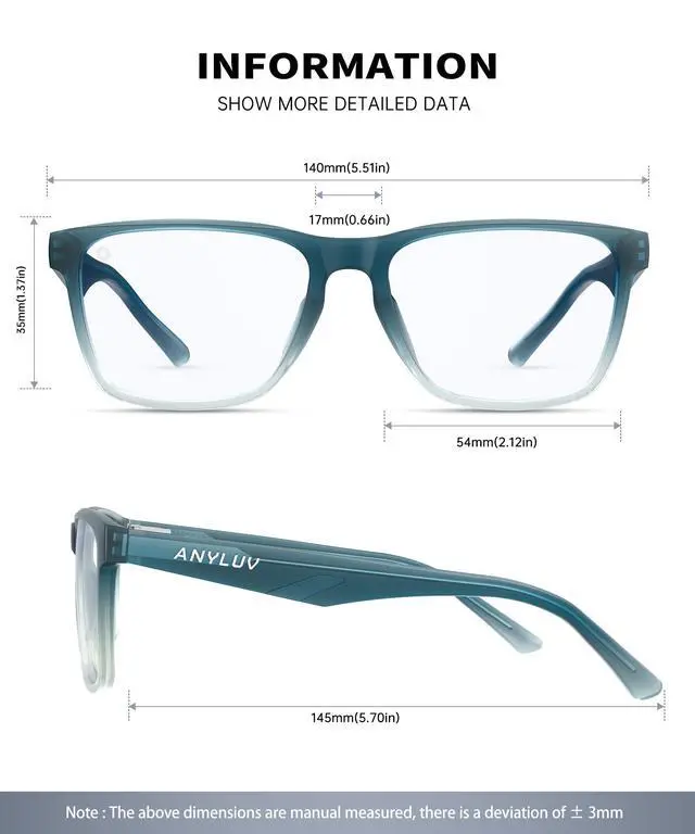 Alt view image 3 of 5 - ANYLUV Blue Light Glasses for Men & Women, Stylish Blue Light Blocking Glasses, UV400 Protection & Anti Eyestrain Eyewear